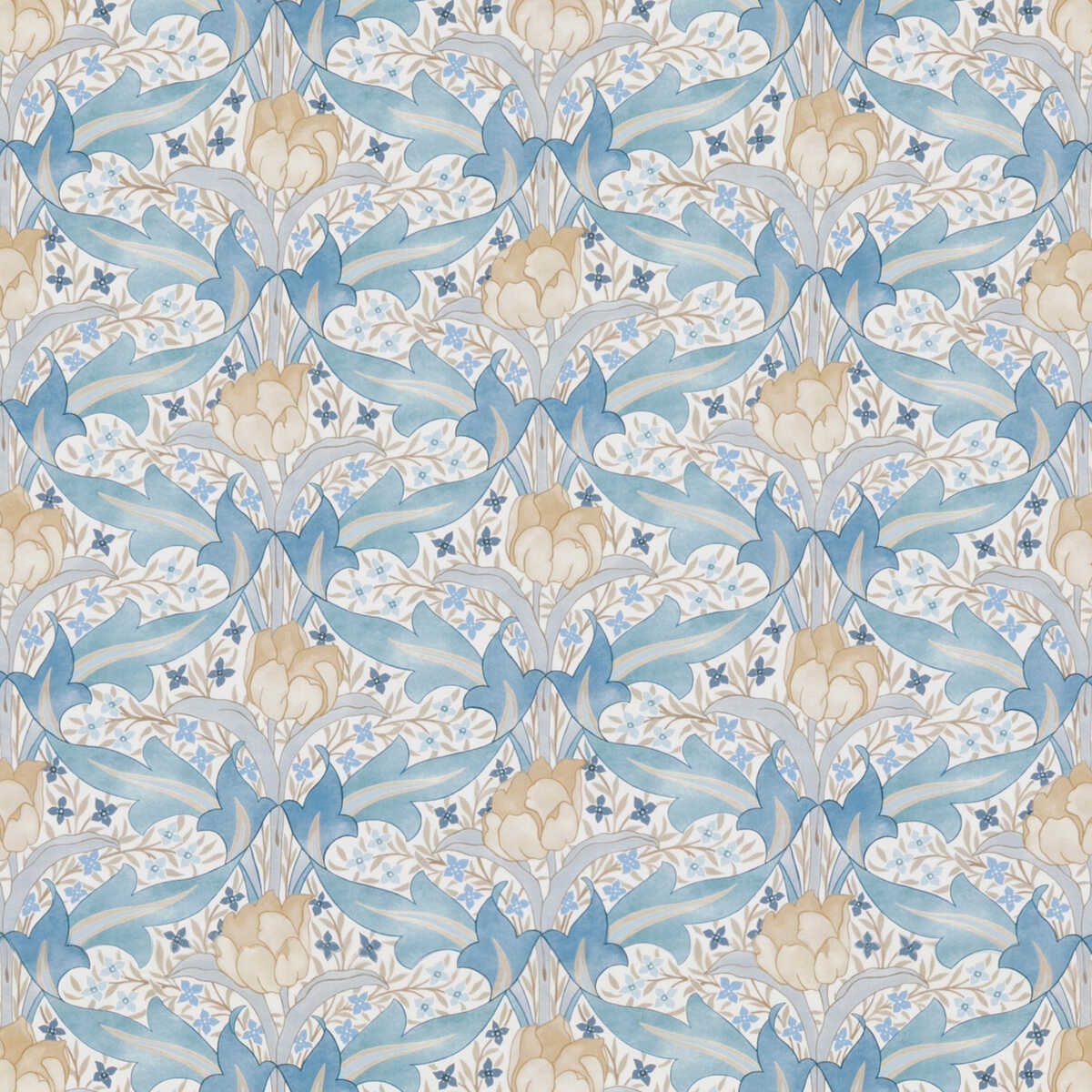 Tulip & Jasmine Cotton - Blue - G P & J BAKER Fabric