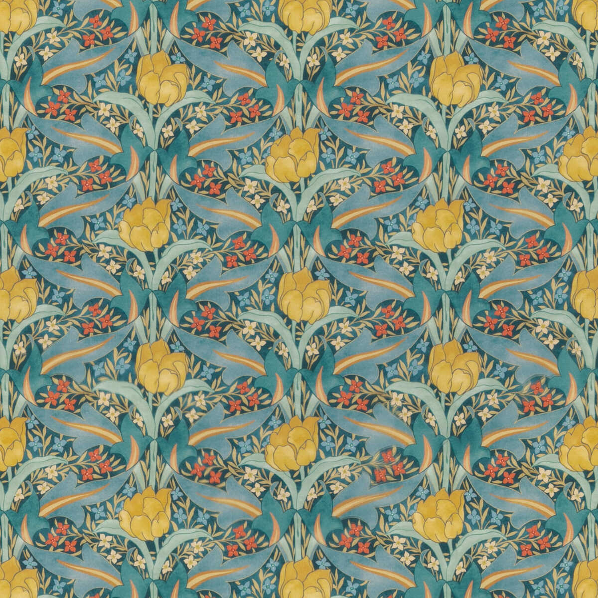Tulip & Jasmine Cotton - Teal - G P & J BAKER Fabric
