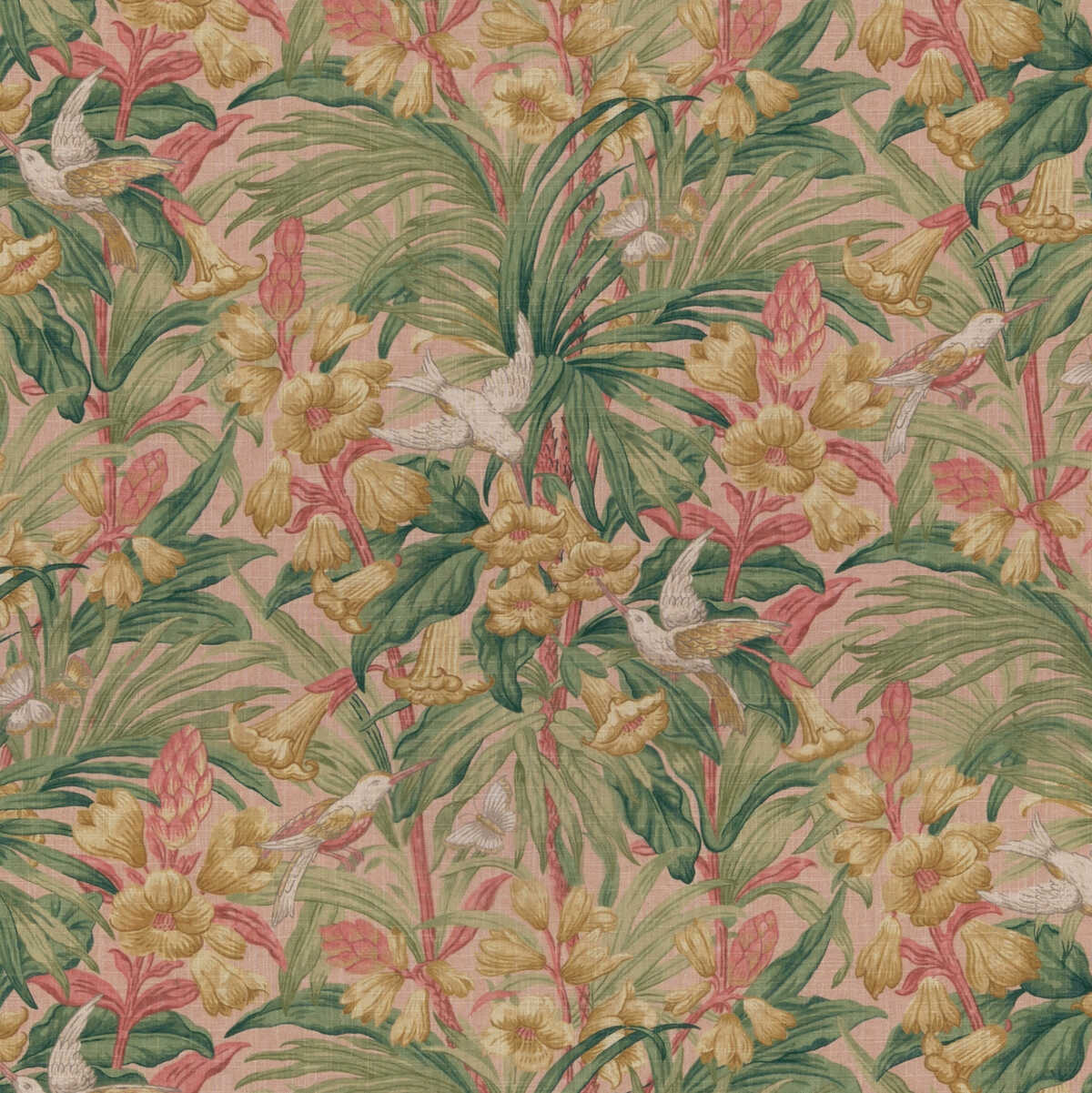 Trumpet Flowers - Blush - G P & J BAKER Fabric