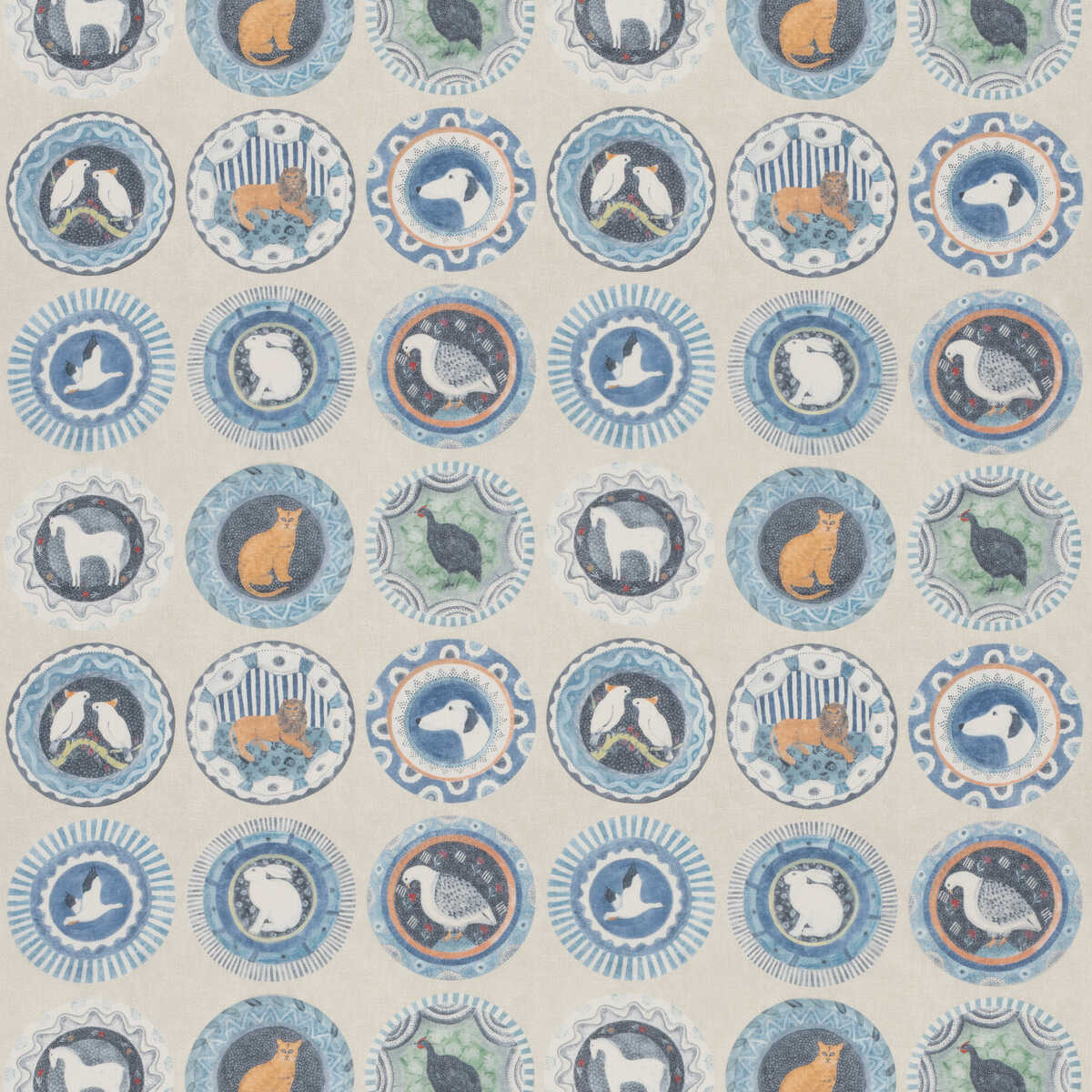 Robina'S Dinner Party - Blue - G P & J BAKER Fabric
