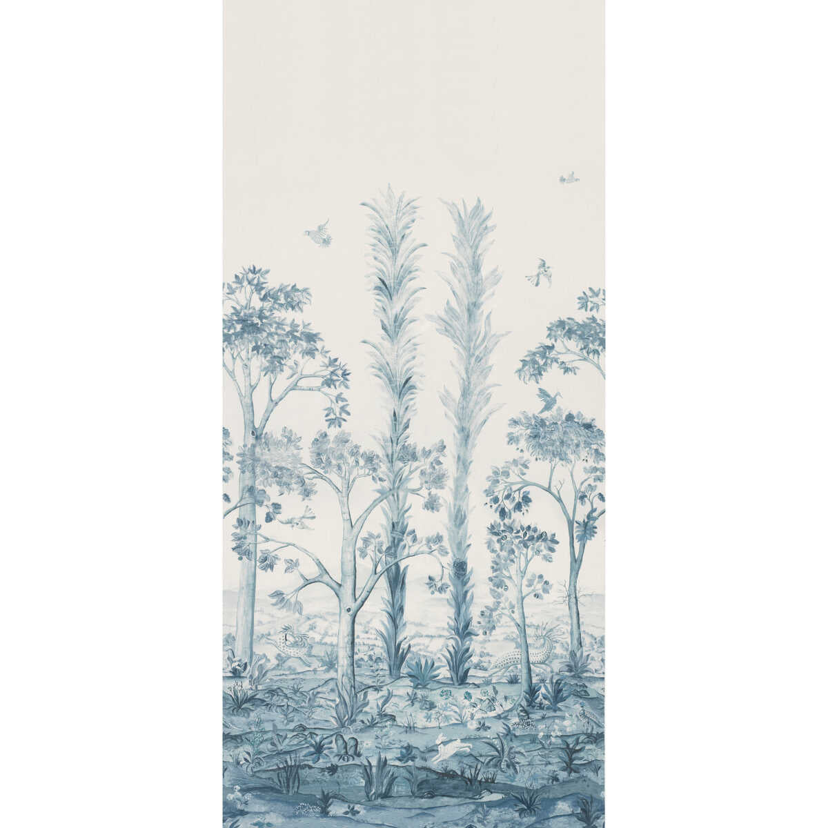 Tall Trees Printed Panel - Delft Blue - G P & J BAKER Fabric