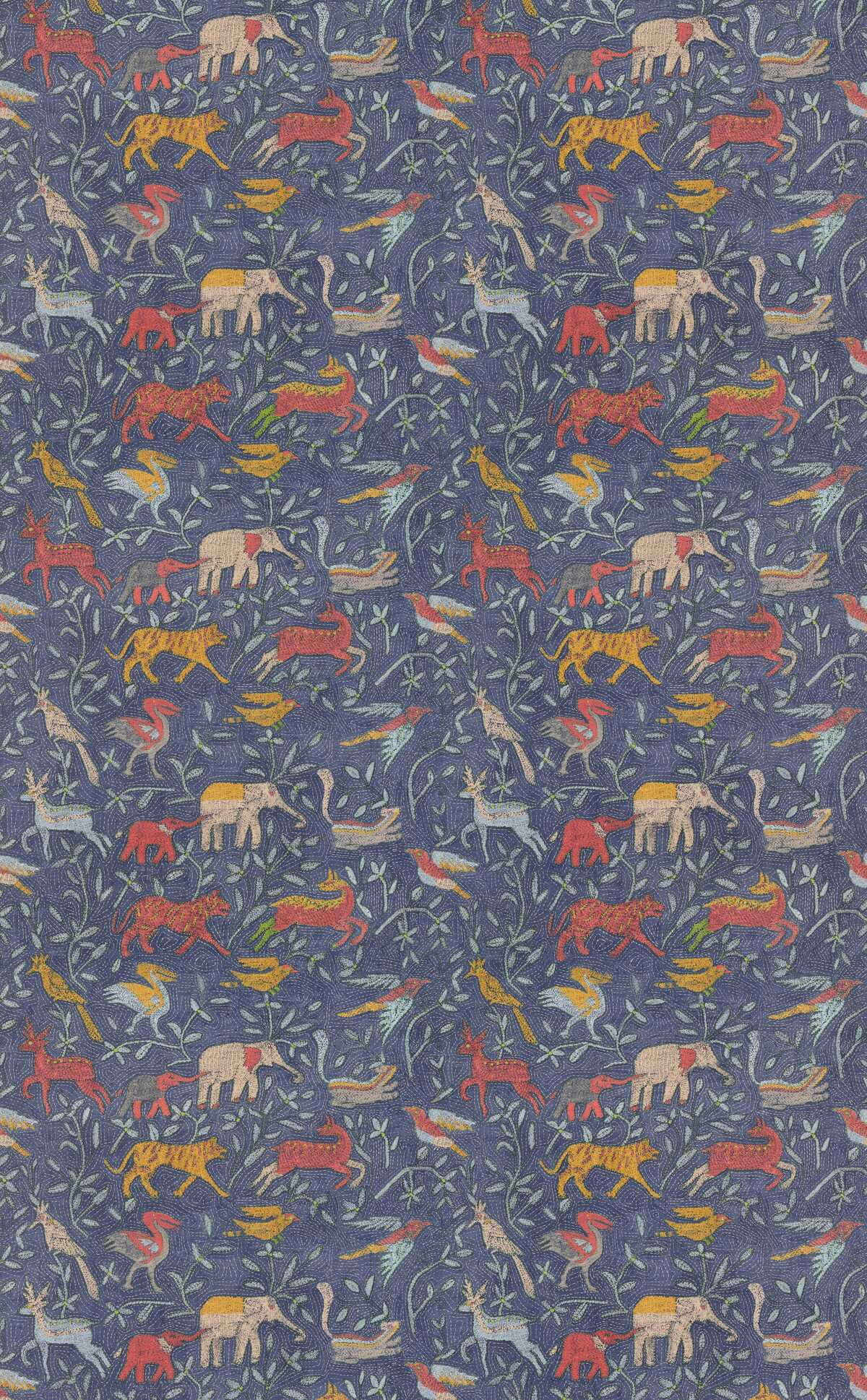 Noah'S Ark - Indigo - G P & J BAKER Fabric
