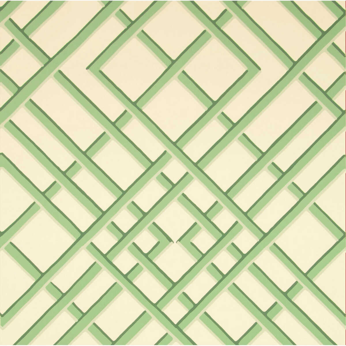 Treillage Sidewall - Celadon On Off-White - BRUNSCHWIG & FILS Wallpaper