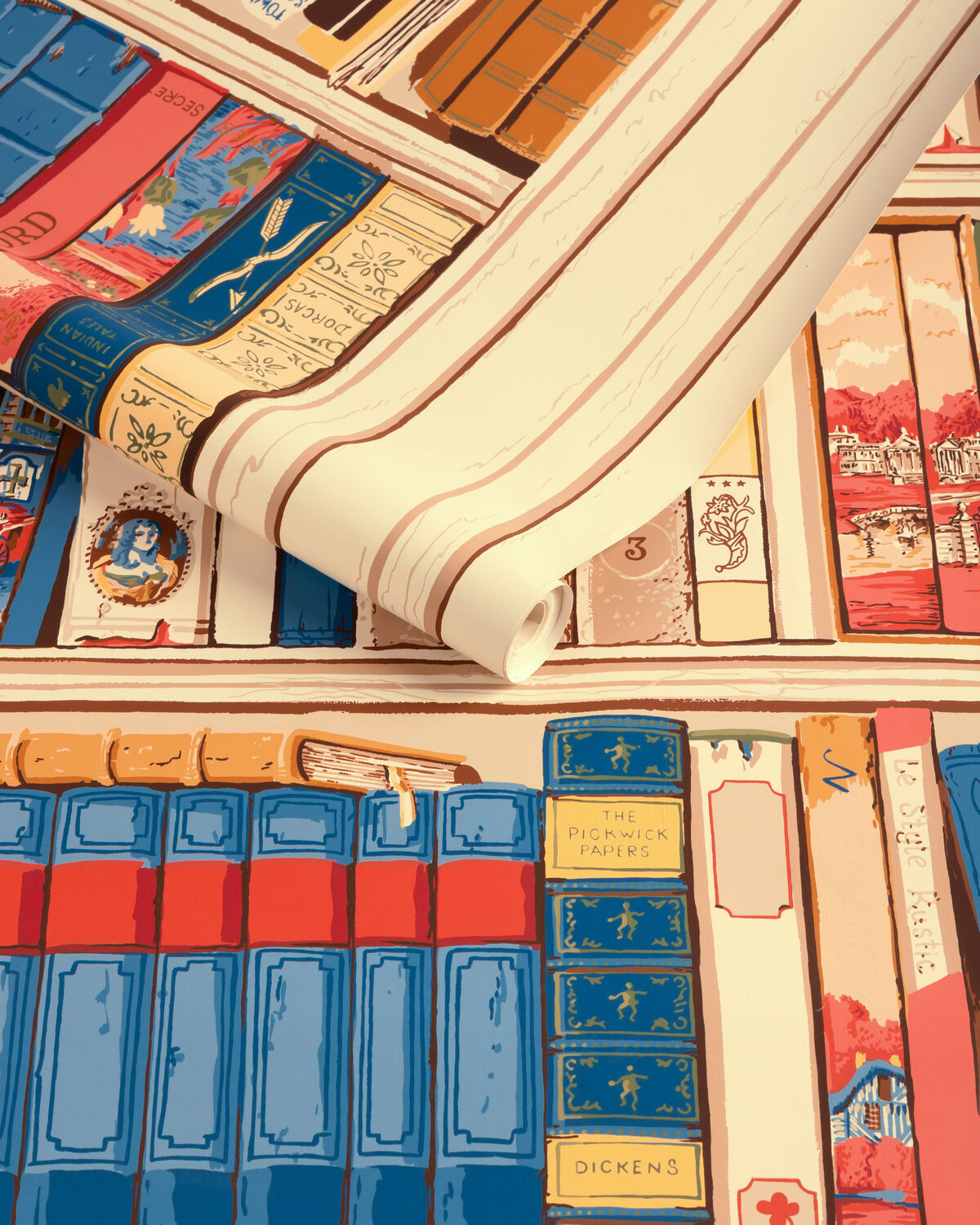 Bibliotheque - Red/Blue - Brunschwig & Fils Wallpaper