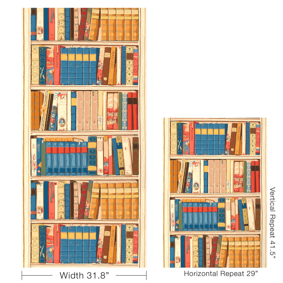 Bibliotheque - Red/Blue - Brunschwig & Fils Wallpaper