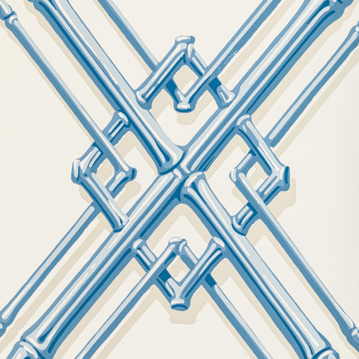 Treillage De Bambou - Blue - Brunschwig & Fils Wallpaper