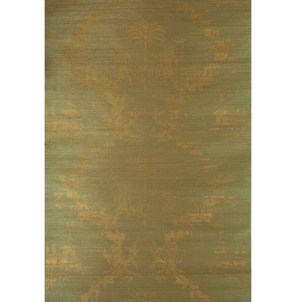 Br694274350 Chiri On Sisal Cotton Gold On Spring Green Brunschwig Fils Wallpaper