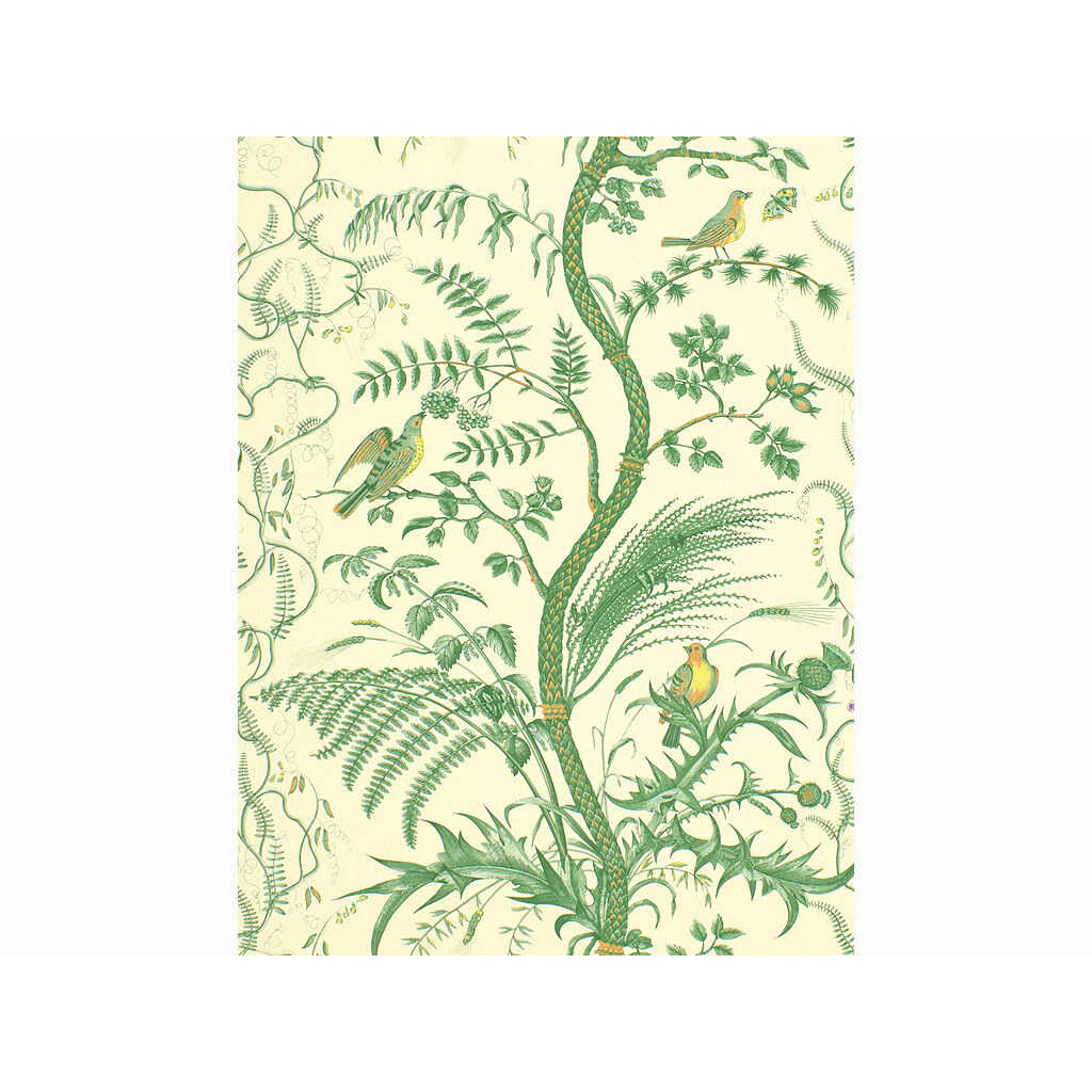 Bird And Thistle - Green - BRUNSCHWIG & FILS Wallpaper