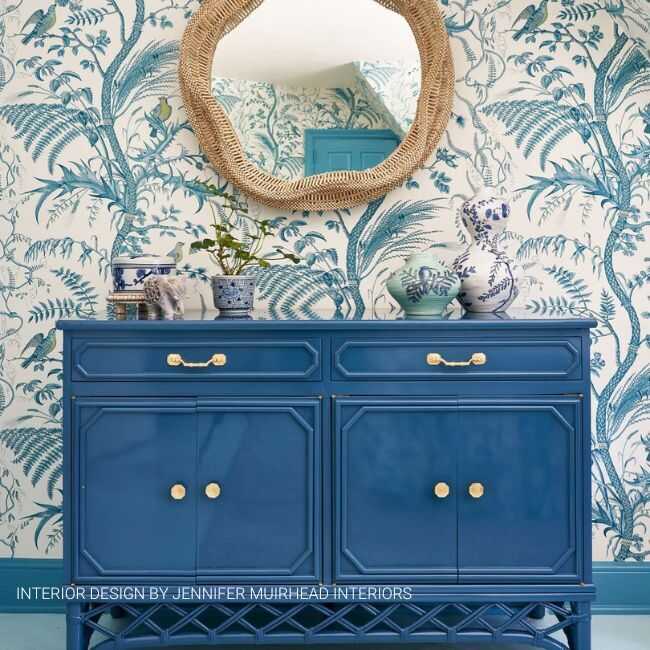 Bird And Thistle - Aqua - BRUNSCHWIG & FILS Wallpaper