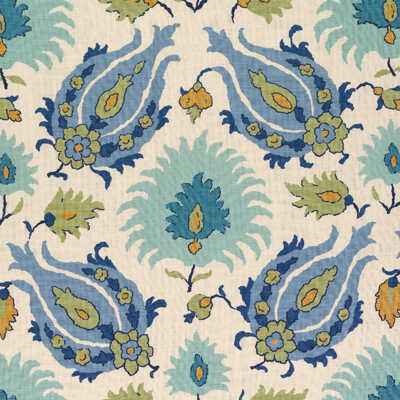 Br7000204210 Kashmiri Linen Print Peridot Aquamarine Brunschwig Fils Fabric