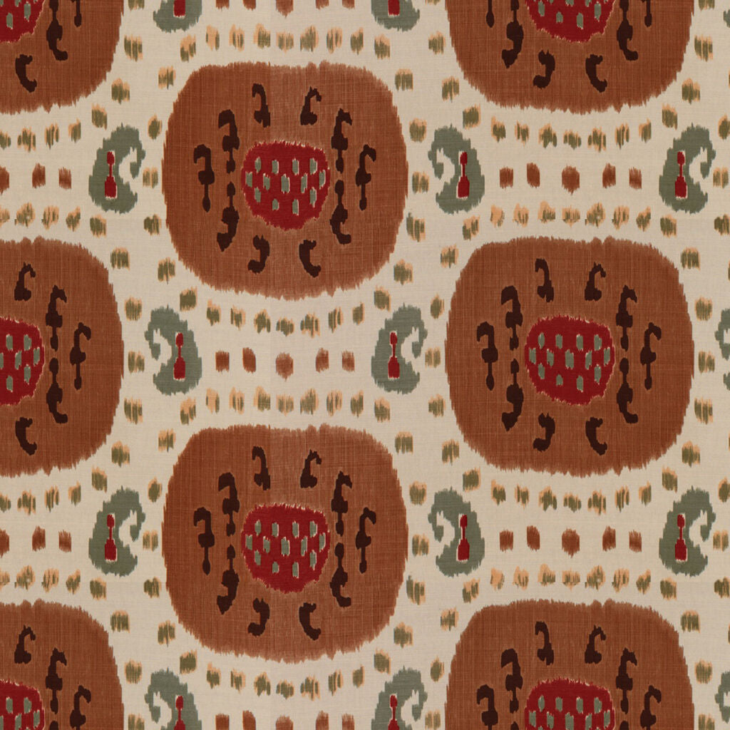 Samarkand Cotton And Linen Print - Brown On Beige - Brunschwig & Fils Fabric