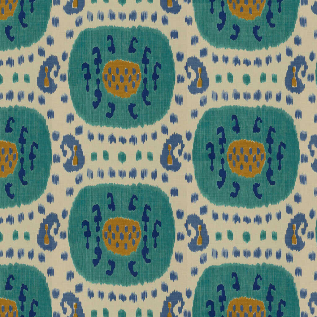 Samarkand Cotton And Linen Print - Aqua/Blue - BRUNSCHWIG & FILS Fabric