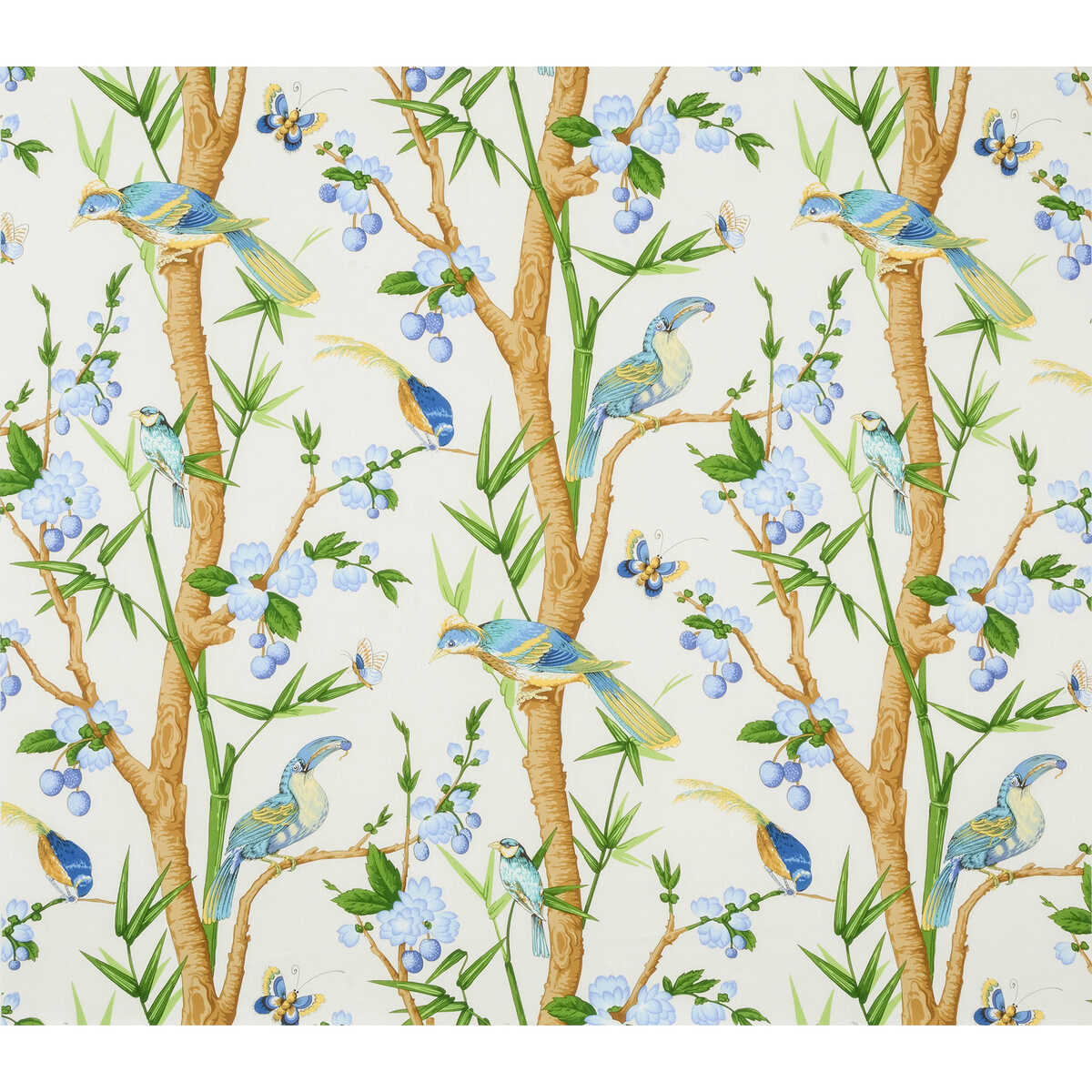 Toucans - Aqua/Blue - BRUNSCHWIG & FILS Fabric