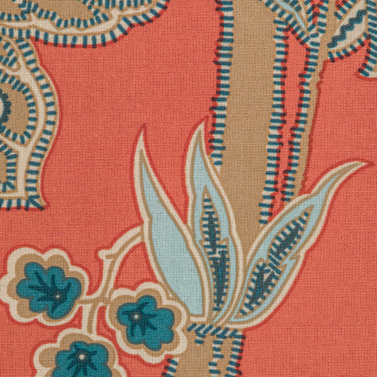 Seychelles Cotton Print - Coral - BRUNSCHWIG & FILS Fabric