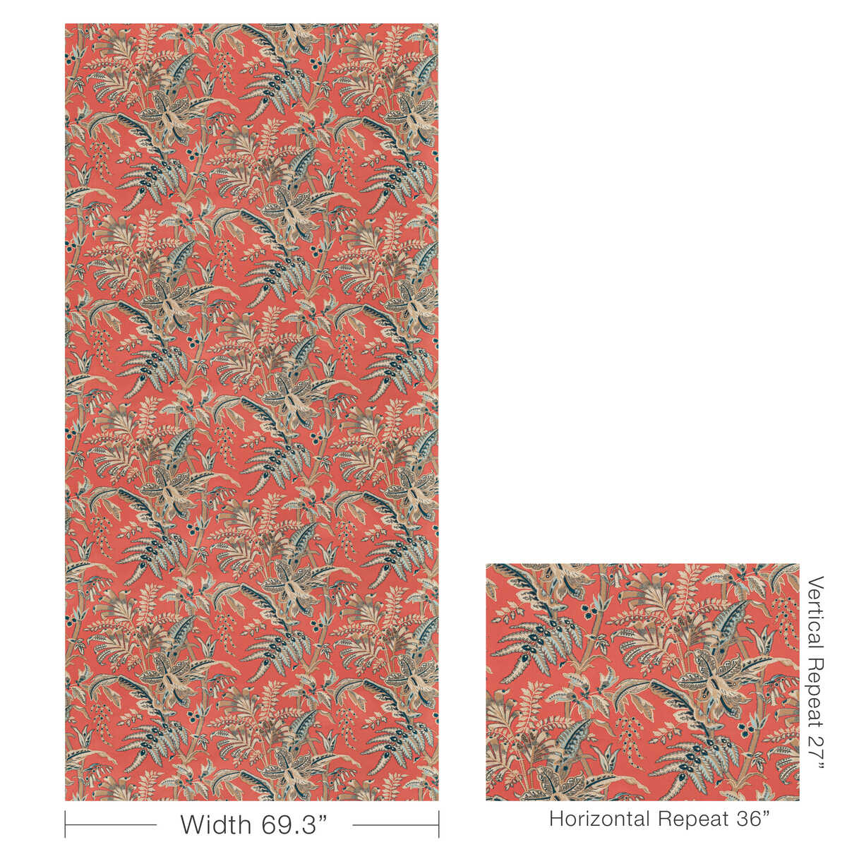 Seychelles Cotton Print - Coral - BRUNSCHWIG & FILS Fabric