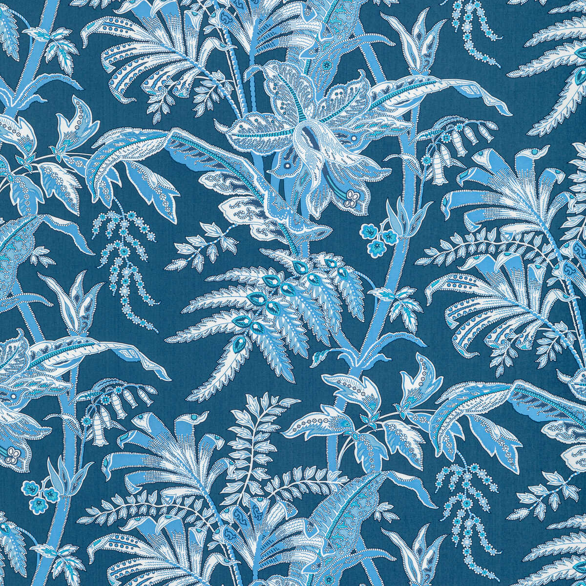 Seychelles Cotton Print - Navy - BRUNSCHWIG & FILS Fabric