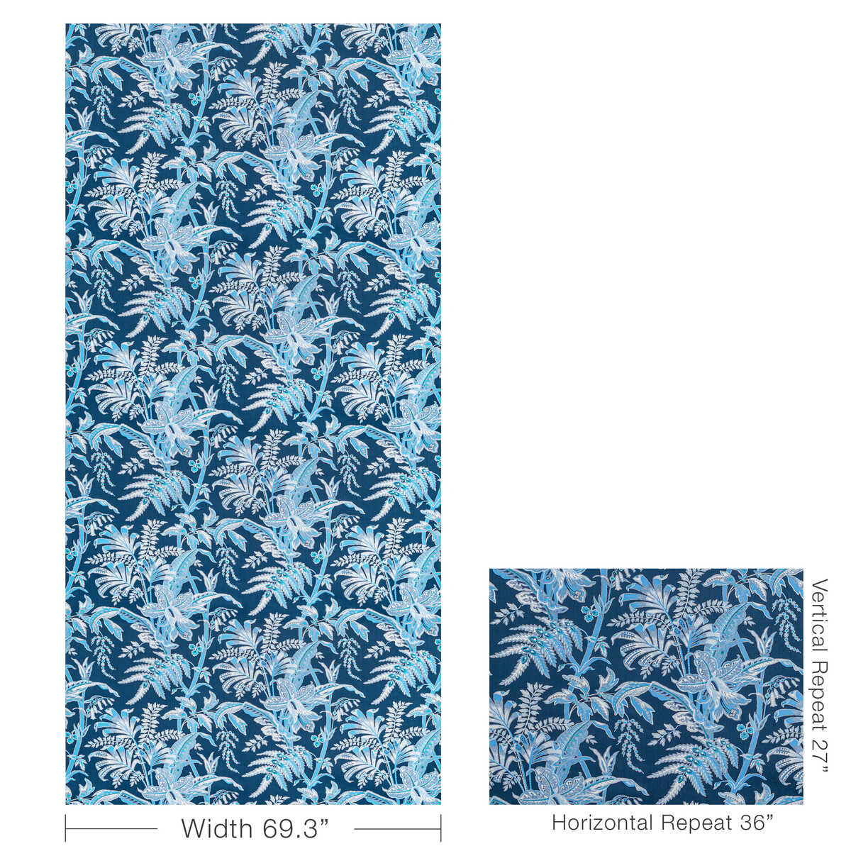 Seychelles Cotton Print - Navy - BRUNSCHWIG & FILS Fabric