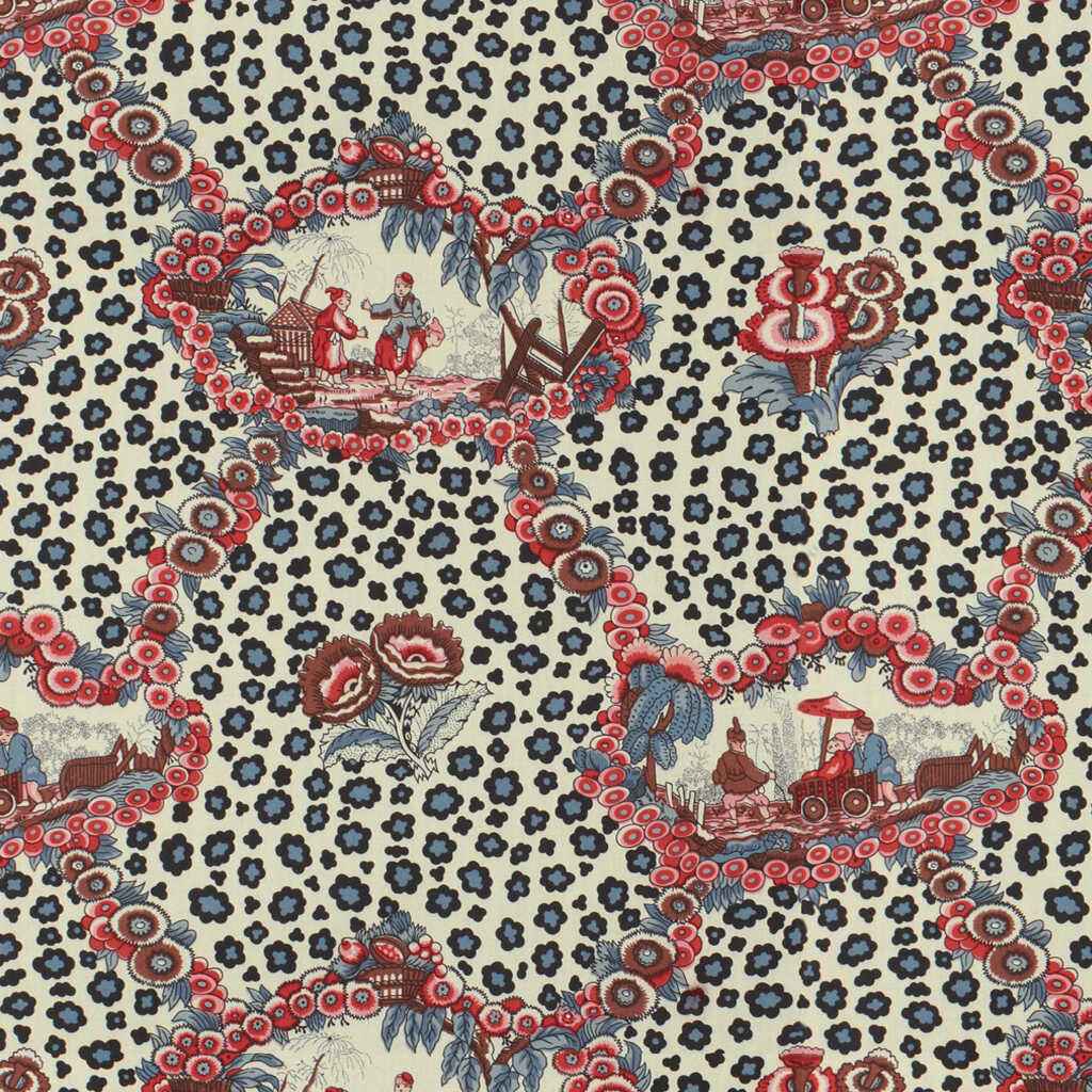 Br79227010 Chinese Leopard Toile Shades Of Red Blue Brunschwig Fils Fabric