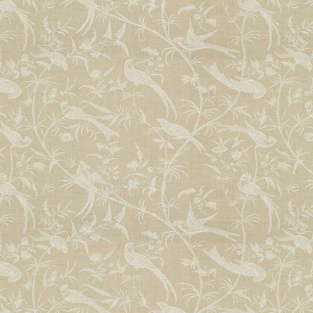 Bengali Linen Print - White On Natural - BRUNSCHWIG & FILS Fabric
