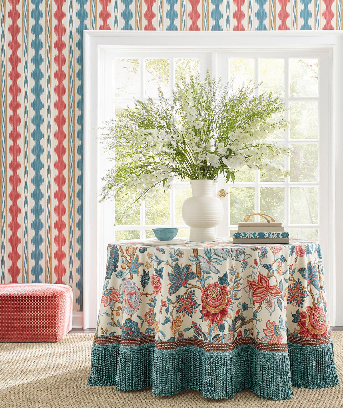 Nizam Cotton Print - Red/Blue - Brunschwig & Fils Fabric