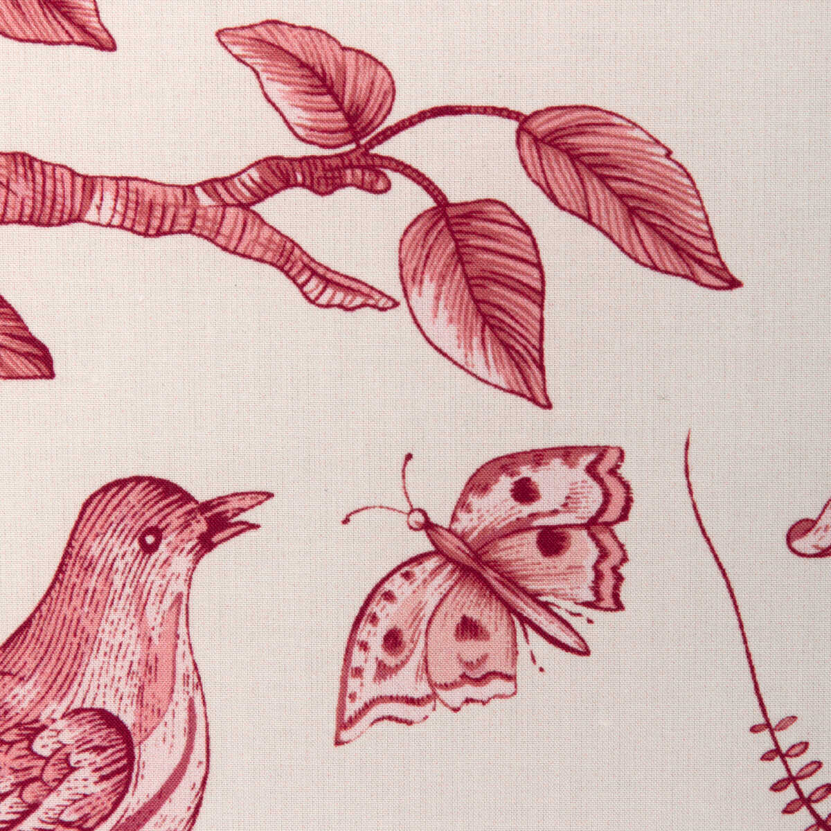 Bird And Thistle Cotton Print - Red - BRUNSCHWIG & FILS Fabric