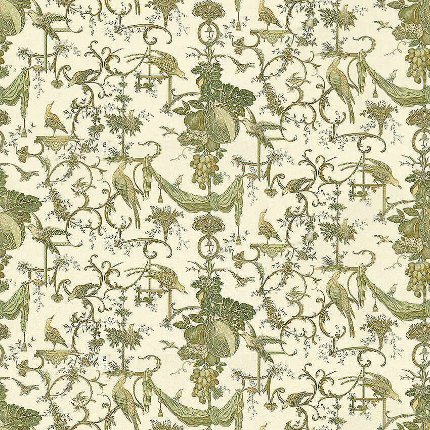 Kininvie Cotton Print - Leaf On White - BRUNSCHWIG & FILS Fabric