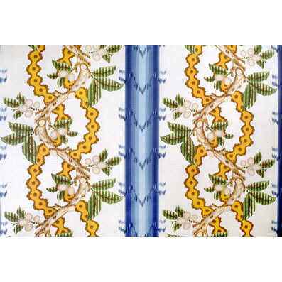 Br795102470 Josselin Cotton And Linen Print Lagoon And Ochre Brunschwig Fils Fabric