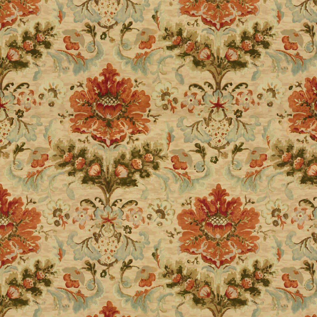 Windsor Damask Cotton & Linen Print - Copper On Sand - BRUNSCHWIG & FILS Fabric