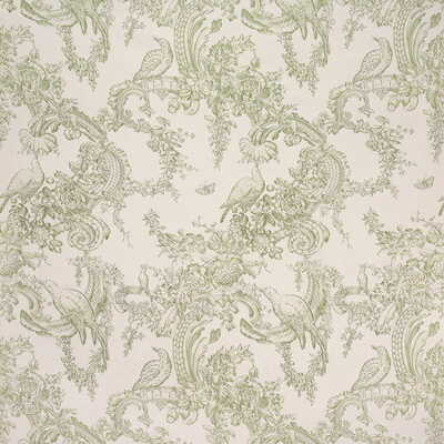 Rocaille Floral Cotton Print - Moss - BRUNSCHWIG & FILS Fabric