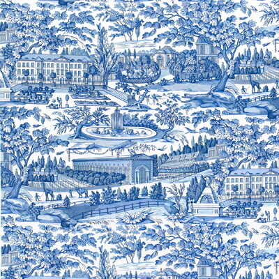 Zarafa Cotton Print - Blue - BRUNSCHWIG & FILS Fabric