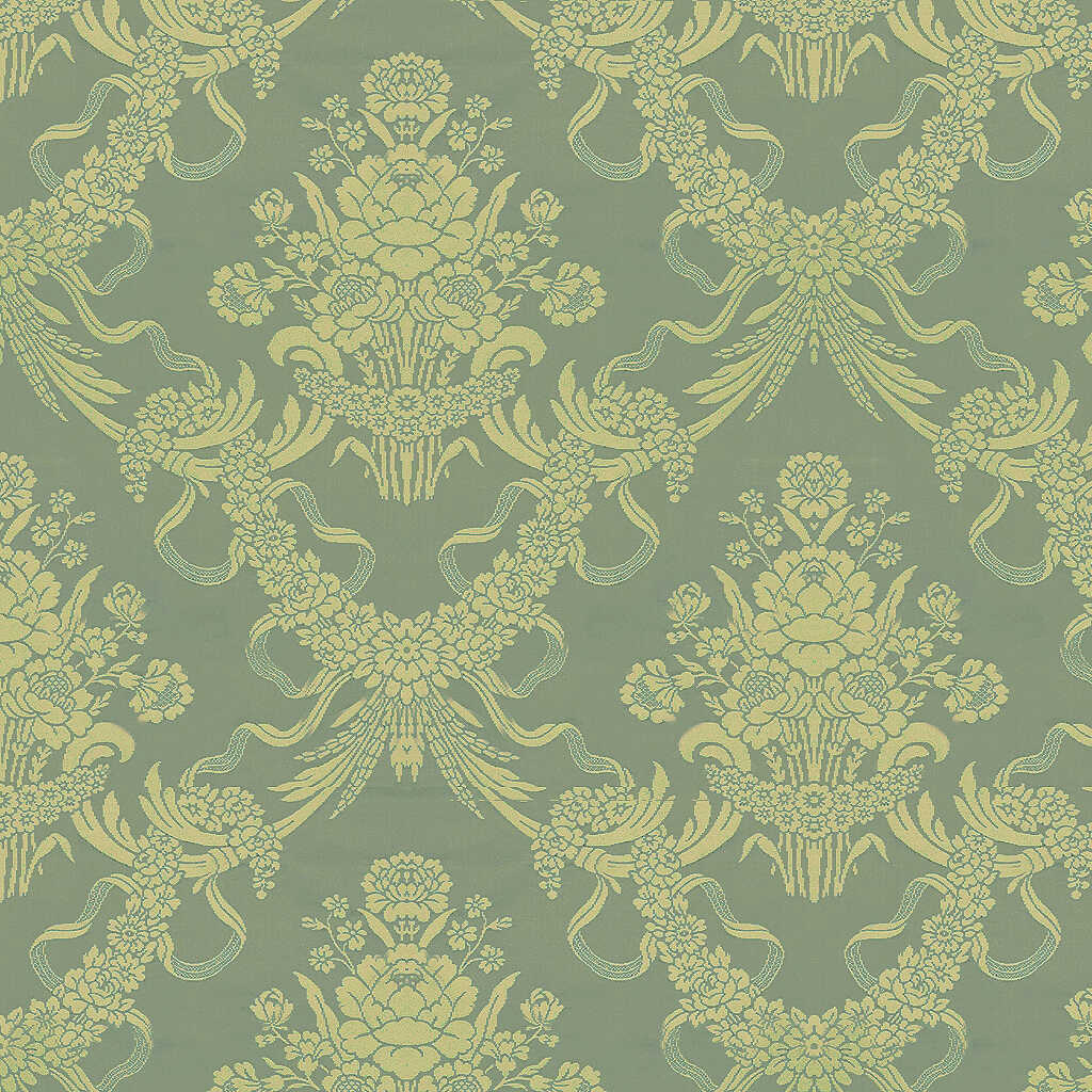 Charlieu Lampas - Bleu/Ivoire - BRUNSCHWIG & FILS Fabric