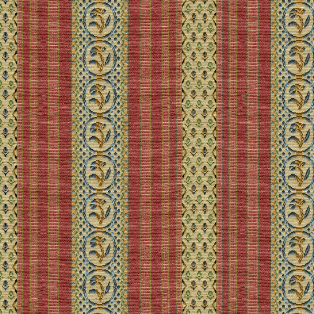 Rayure Fleurette - Begonia - BRUNSCHWIG & FILS Fabric