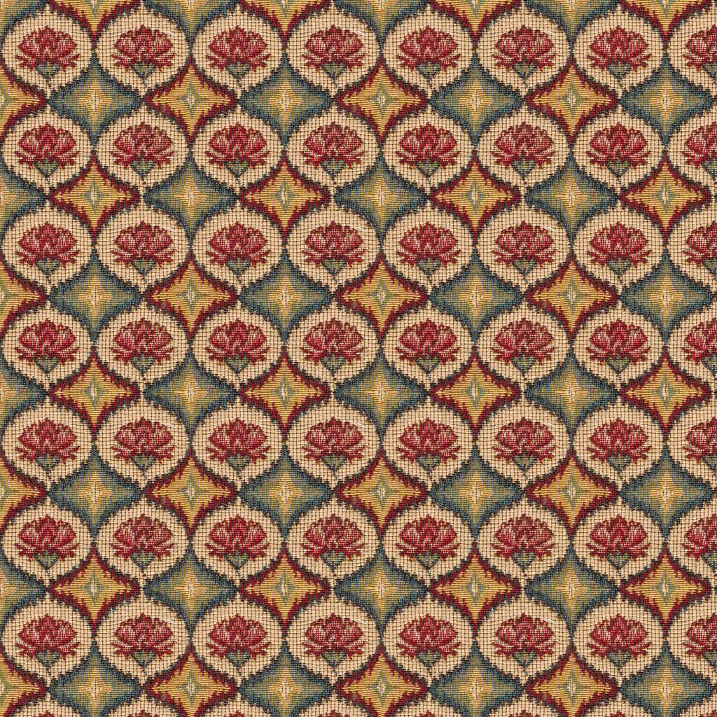 Fabienne Woven Tapestry - Red Blue - BRUNSCHWIG & FILS Fabric