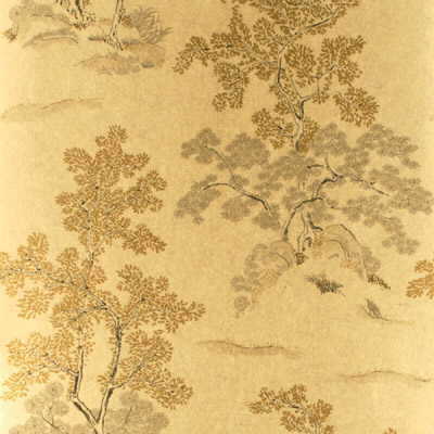 Oriental Tree Effects - Taupe/Gold - G P & J BAKER Wallpaper