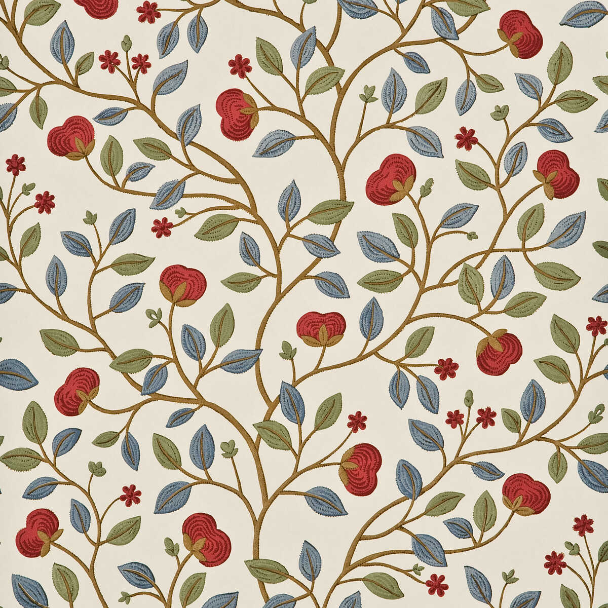 Medlar - Blue/Red - G P & J BAKER Wallpaper
