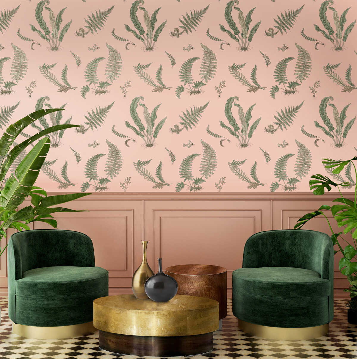 Ferns - Blush - G P & J BAKER Wallpaper