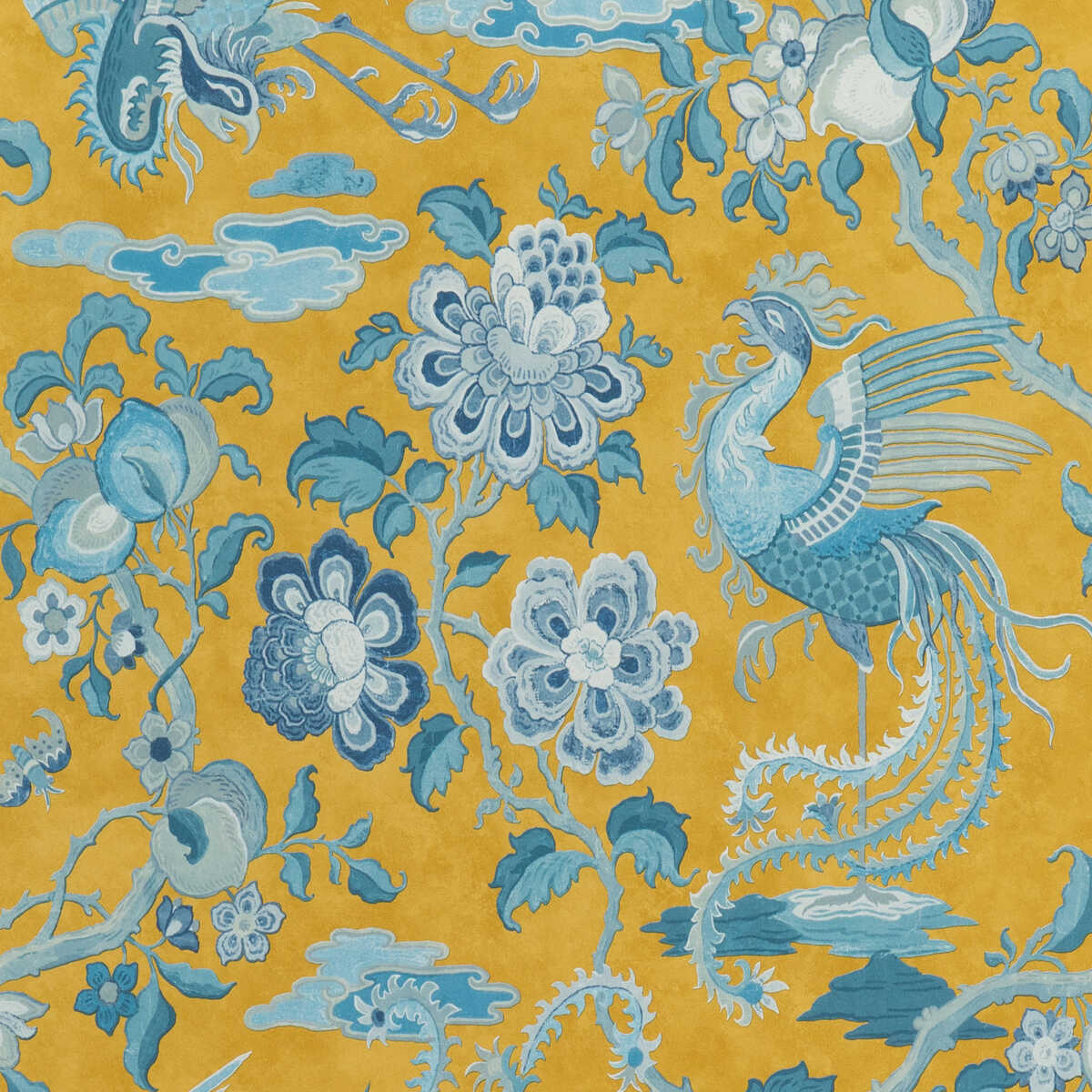 Chifu - Ochre/Blue - G P & J BAKER Wallpaper