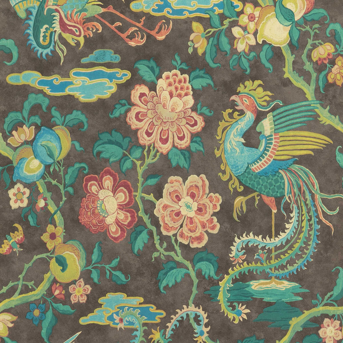 Chifu - Charcoal/Multi - G P & J BAKER Wallpaper