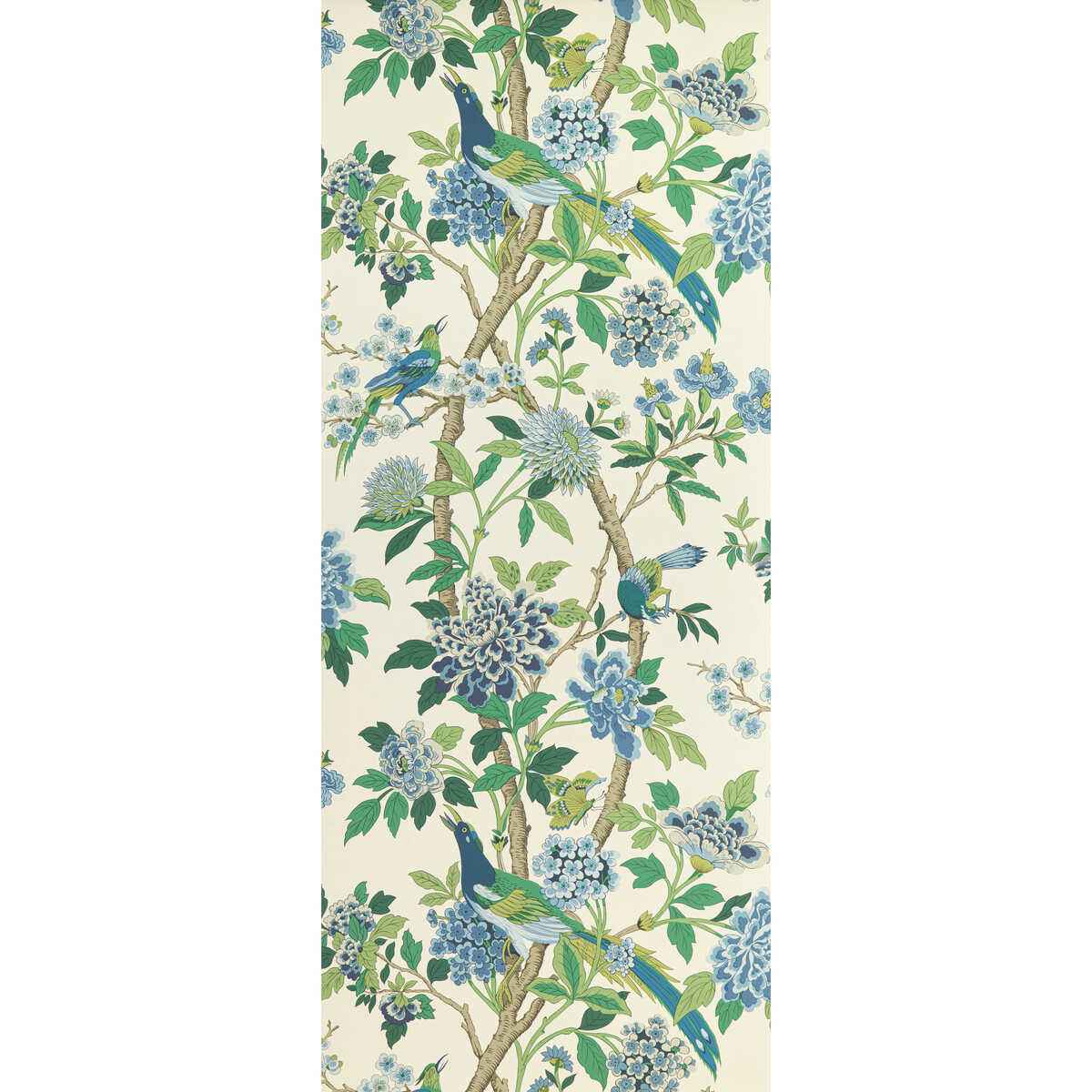 Bw4509110 Hydrangea Bird Emerald Blue G P J Baker Wallpaper