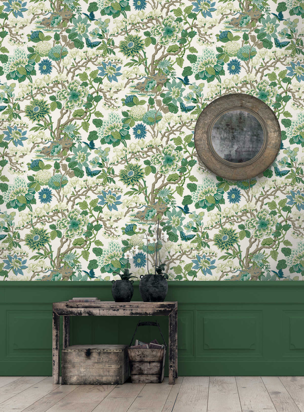 Magnolia - Emerald/Teal - G P & J BAKER Wallpaper