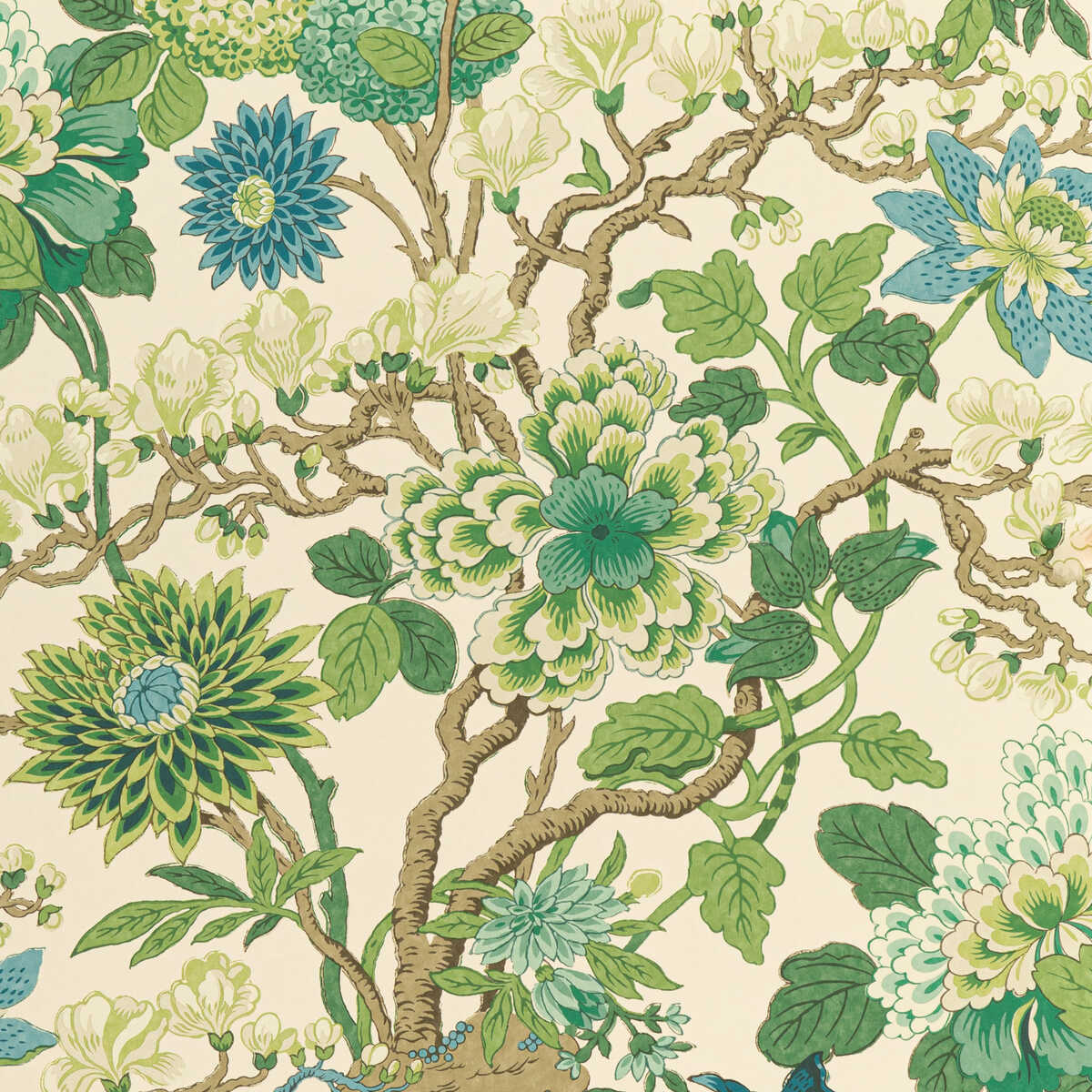 Magnolia - Emerald/Teal - G P & J BAKER Wallpaper