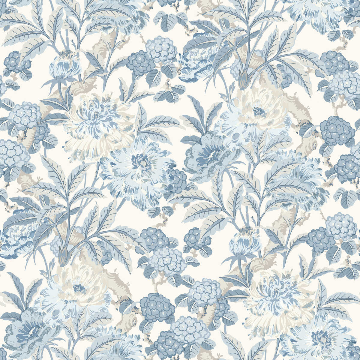 Summer Peony - Blue - G P & J BAKER Wallpaper