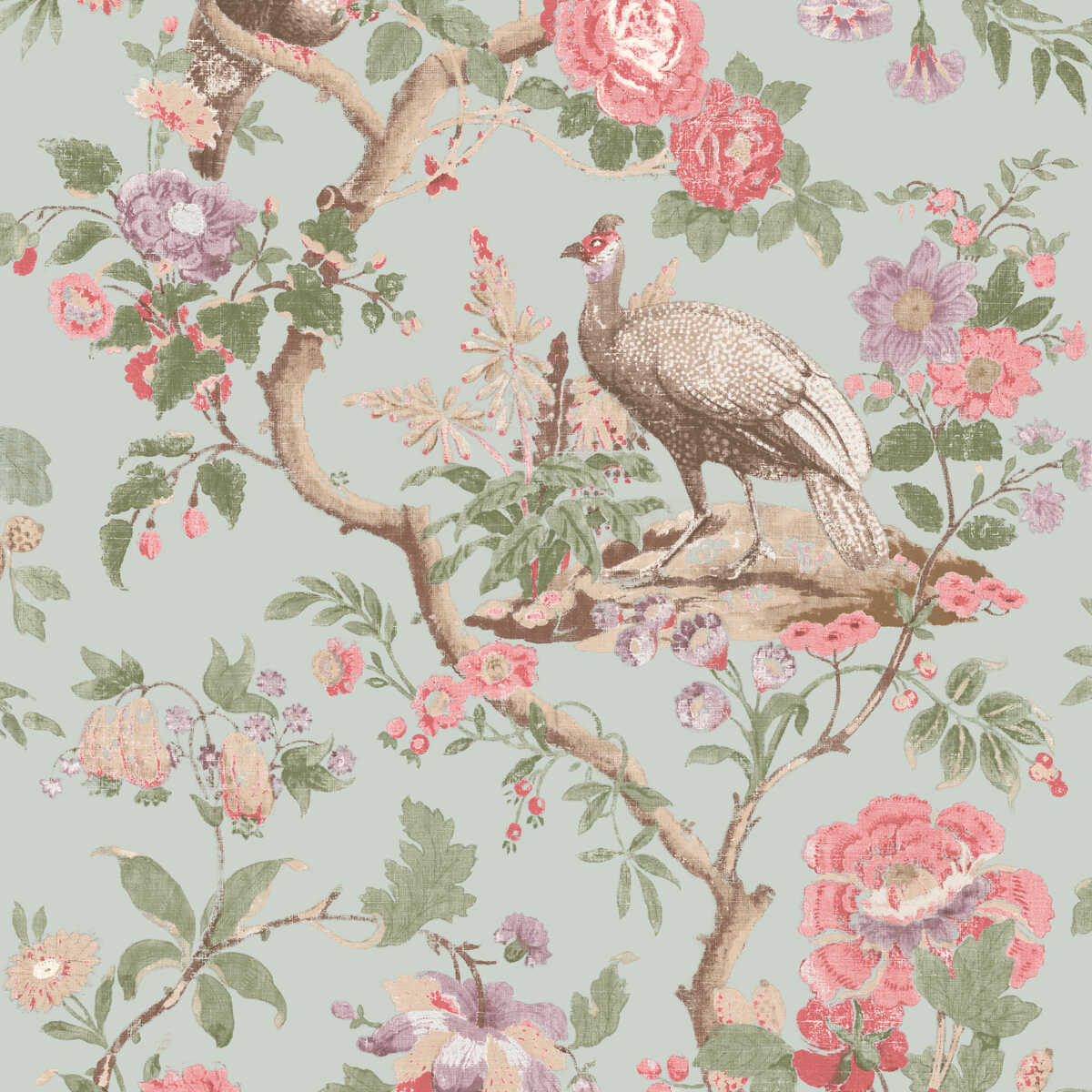 Broughton Rose - Aqua - G P & J BAKER Wallpaper
