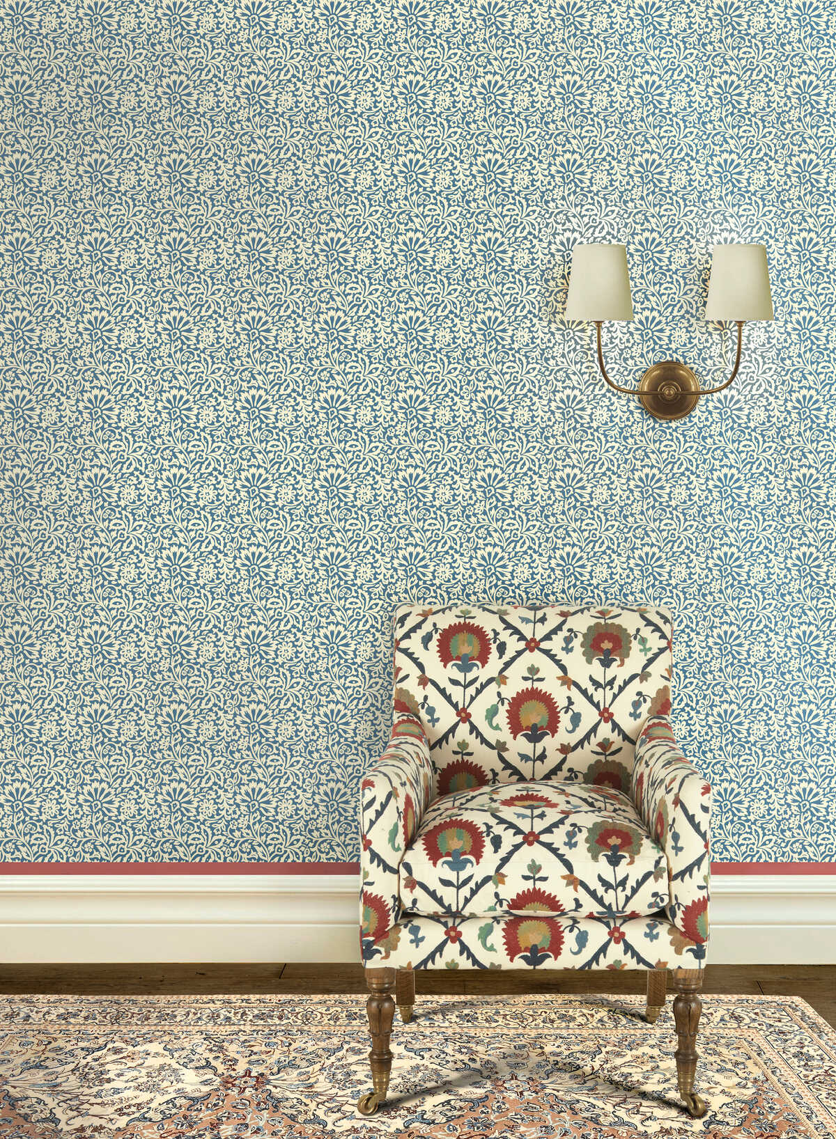 Flora - Indigo - G P & J BAKER Wallpaper