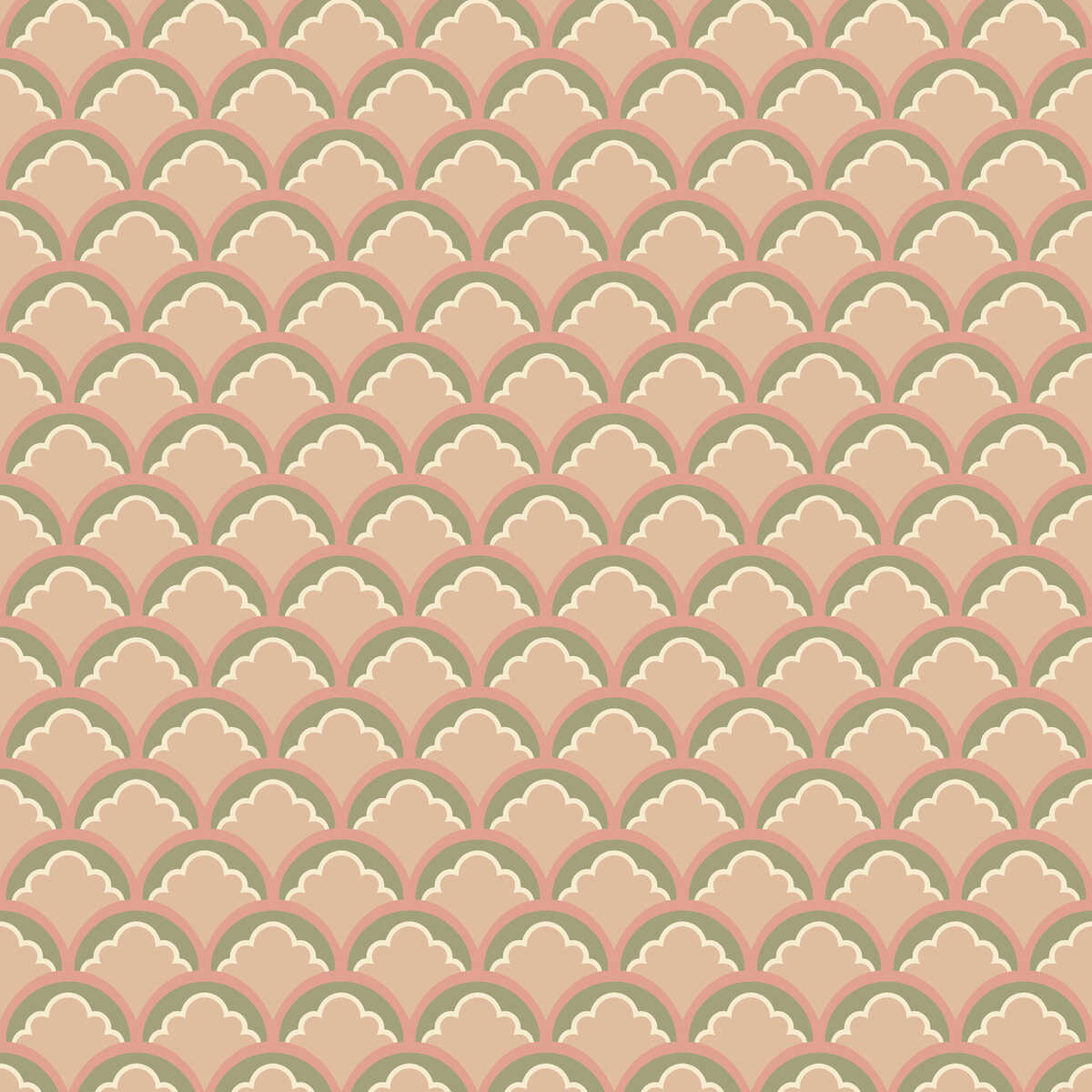 Mount Temple Small - Blush/Green - G P & J BAKER Wallpaper