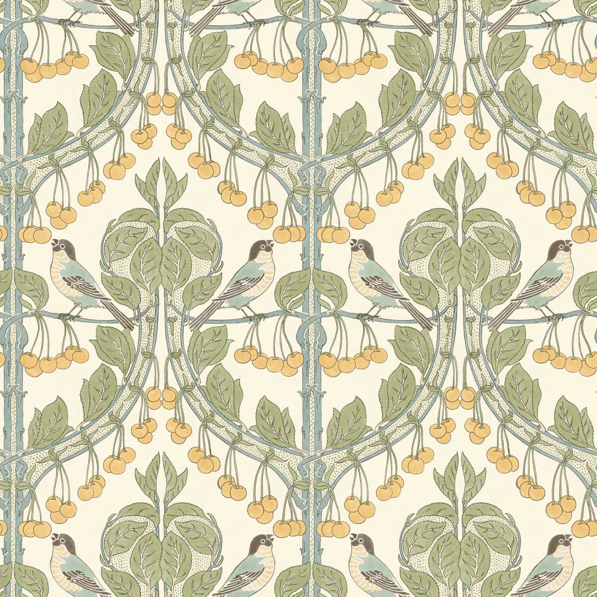 Birds & Cherries - Aqua - G P & J BAKER Wallpaper