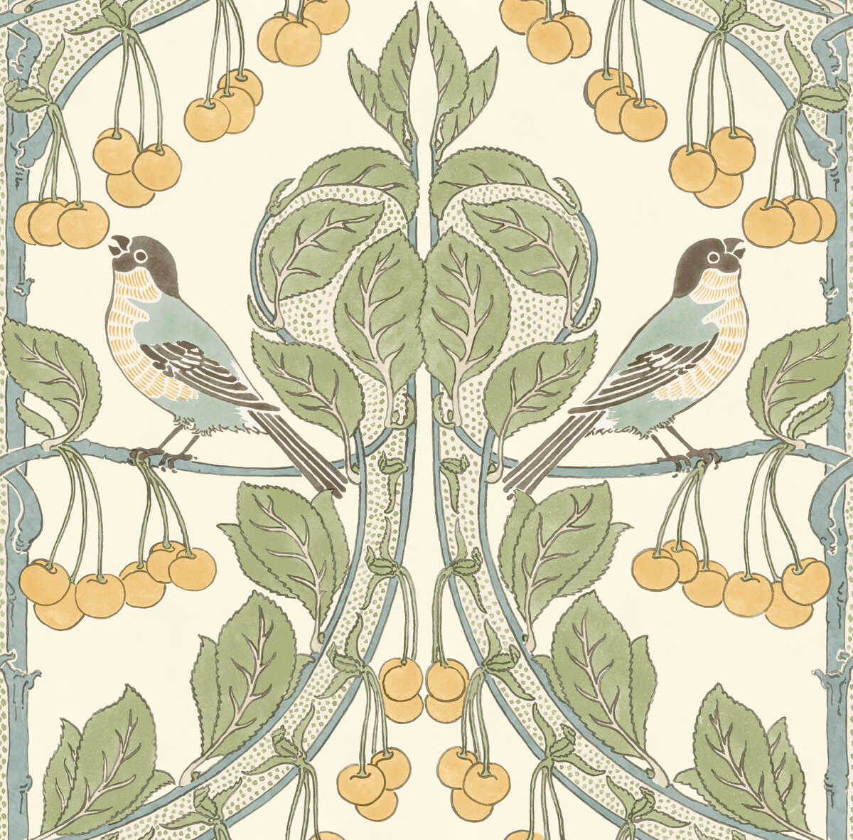 Birds & Cherries - Aqua - G P & J BAKER Wallpaper