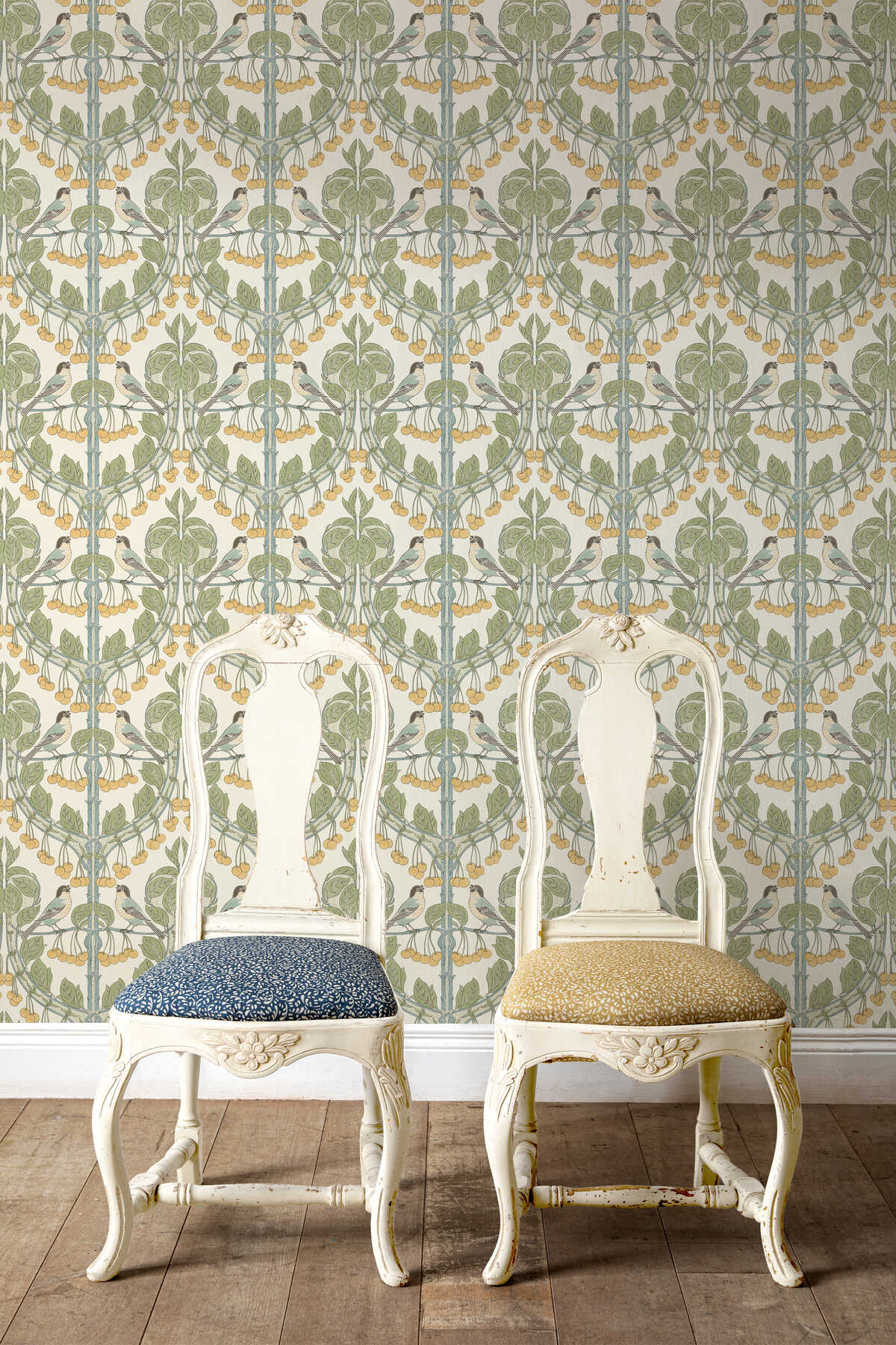 Birds & Cherries - Aqua - G P & J BAKER Wallpaper