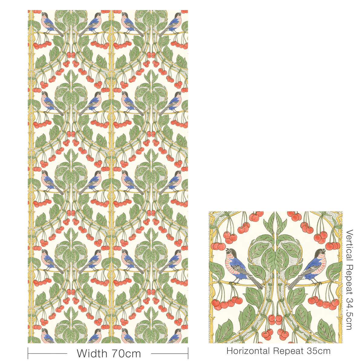 Birds & Cherries - Multi - G P & J BAKER Wallpaper