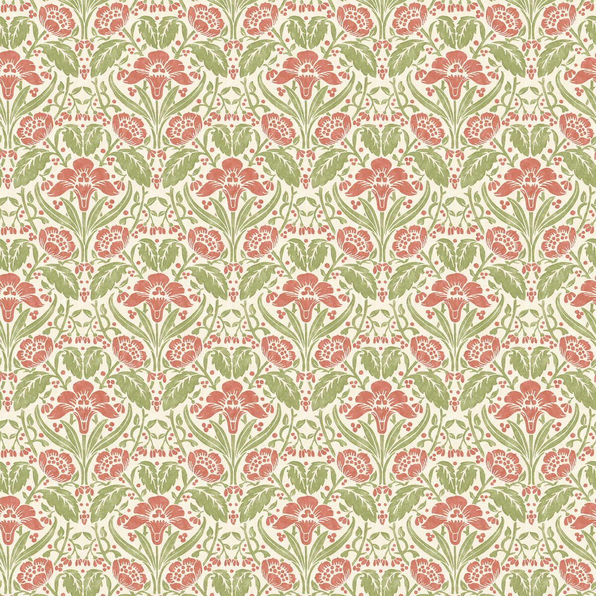 Iris Meadow - Pink/Green - G P & J BAKER Wallpaper